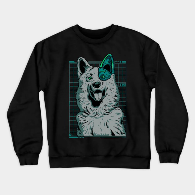 Cyborg Dog Crewneck Sweatshirt by Rhunno